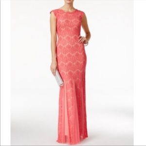 NWOT Betsy & Adam Coral Lace Wedding Date Dress 4P